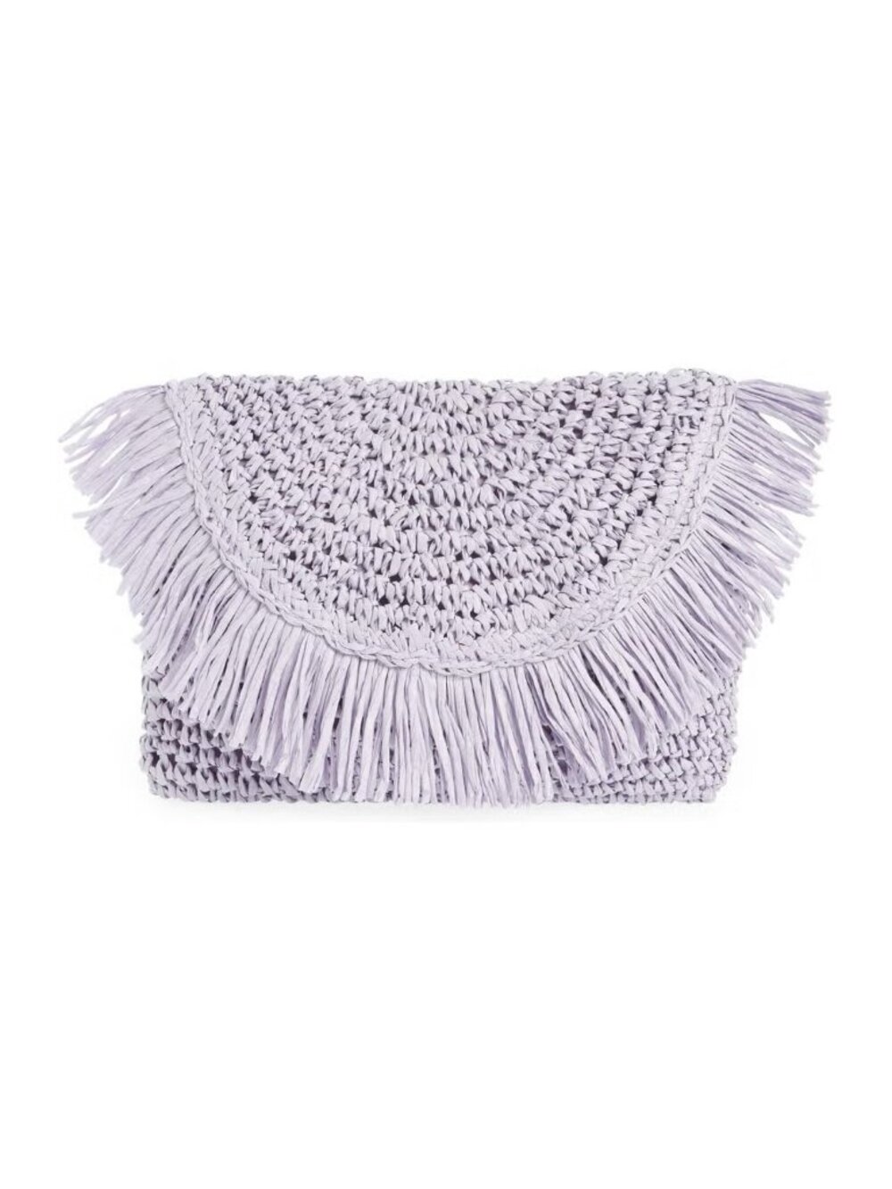 🛍  BTB Los Angeles Raffia Straw Clutch Bag w/ Fringe Detailing in Lavender